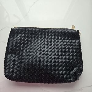 Sleek Black Woven Crossbody Bag